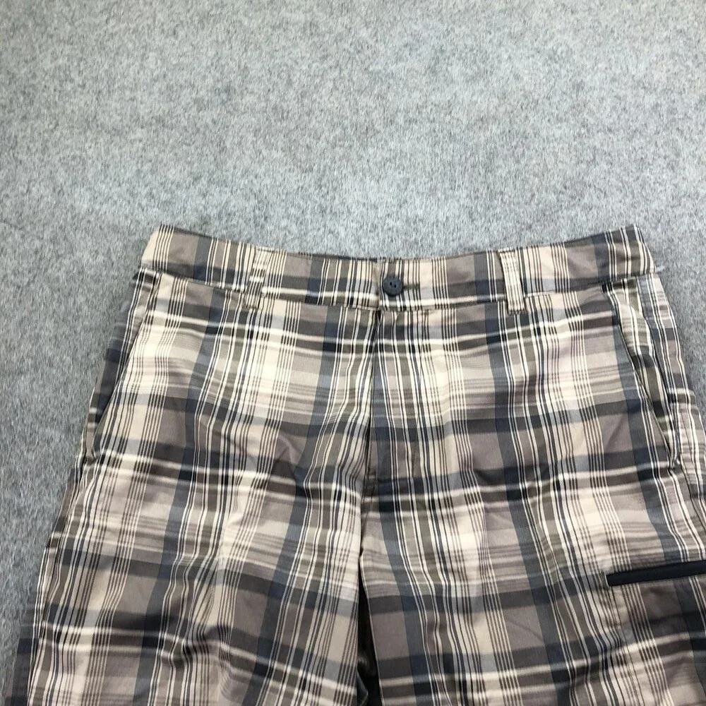 The North Face Shorts Mens 32 Brown Plaid Cargo Nylon 11 Inseam Outdoor Summer